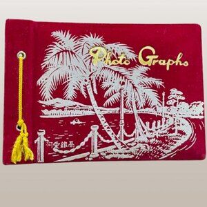 Vintage 40's-50's Hawaiian Velvet & Tassel Photo Album With Japanese Characters